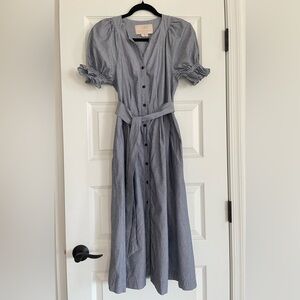 Gal Meets Glam Daisy Shirtdress Buttoned puff Sleeve Dress